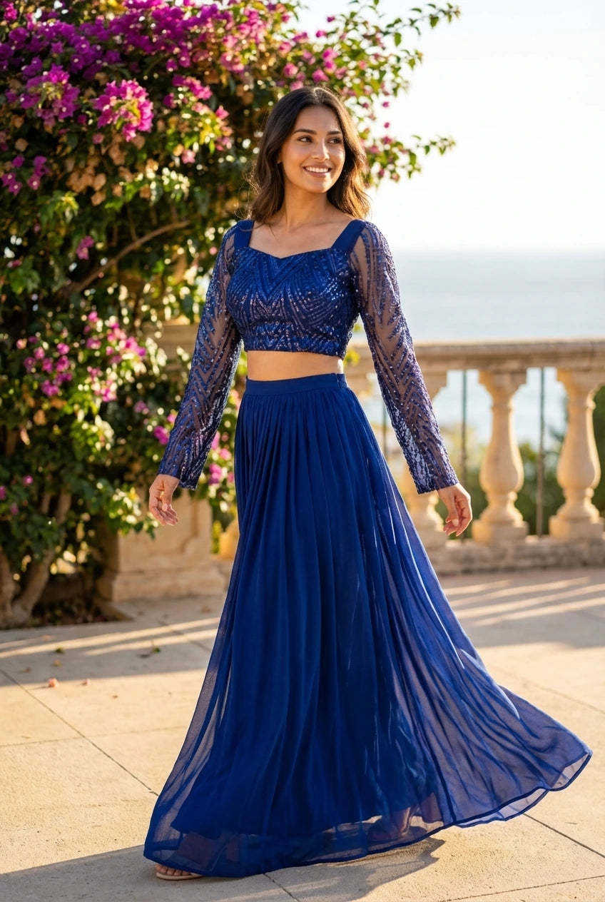 Glamorous Royal Blue Geometric Sequin Suit