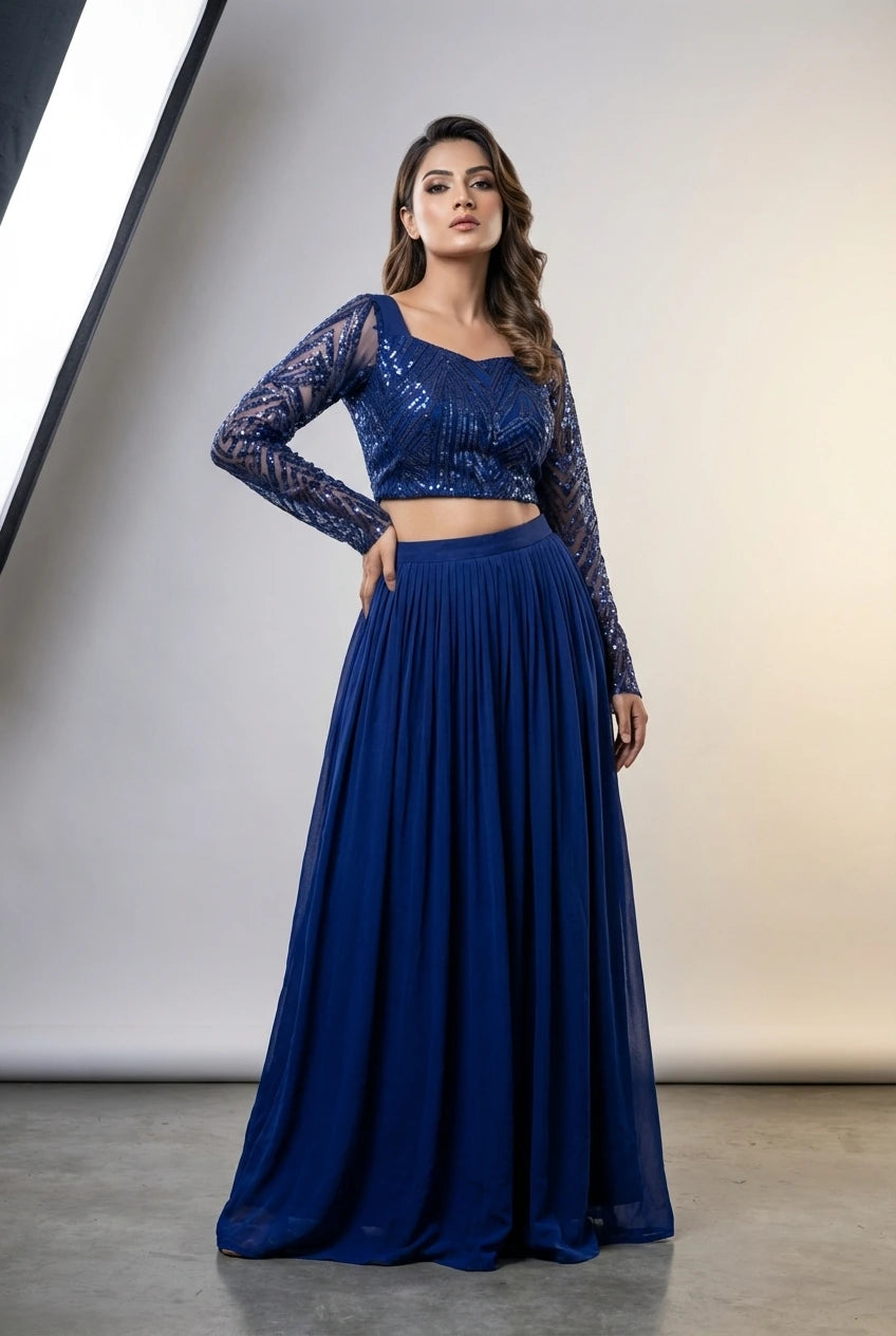 Glamorous Royal Blue Geometric Sequin Suit